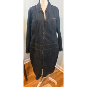 FUBU The Collection denim dress 16W blue black hook front Y2K streetwear Vintage